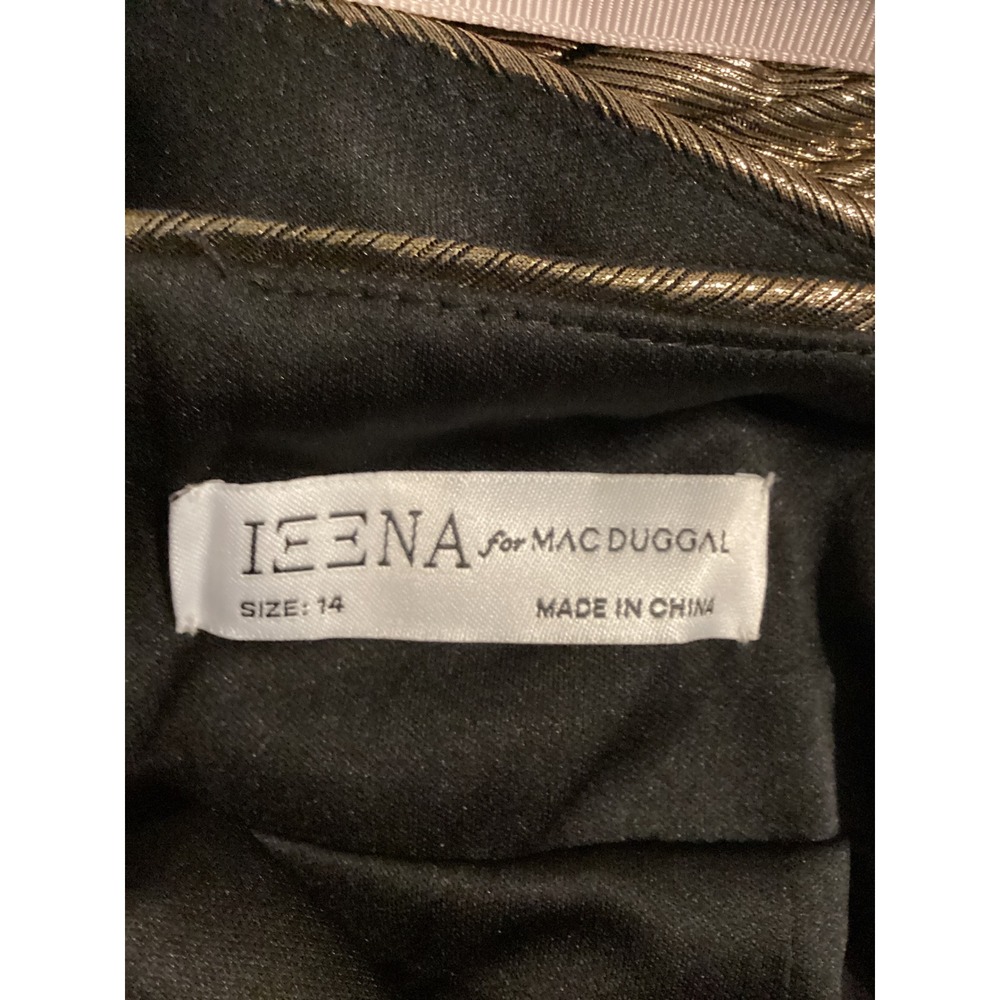 Ieena for Mac Duggal Gold Metallic Halter Gown High Slit Formal Dress 14 - Picture 7 of 11